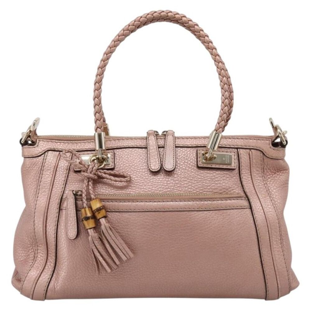 Gucci Bella Convertible Top Handle Leather Pink Leather Handbag